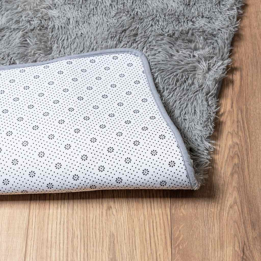 Tapis shaggy, poils longs NAVARRA, gris argenté, 80x150 cm, polyester