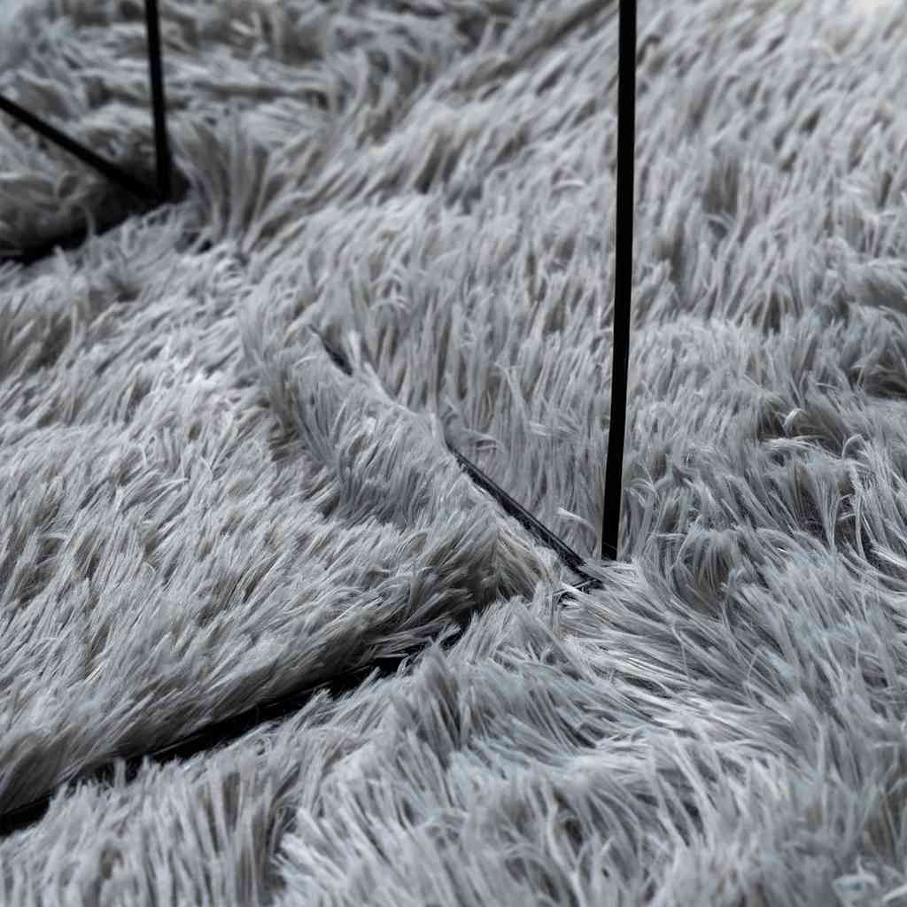 Tapis shaggy, poils longs NAVARRA, gris argenté, 80x150 cm, polyester