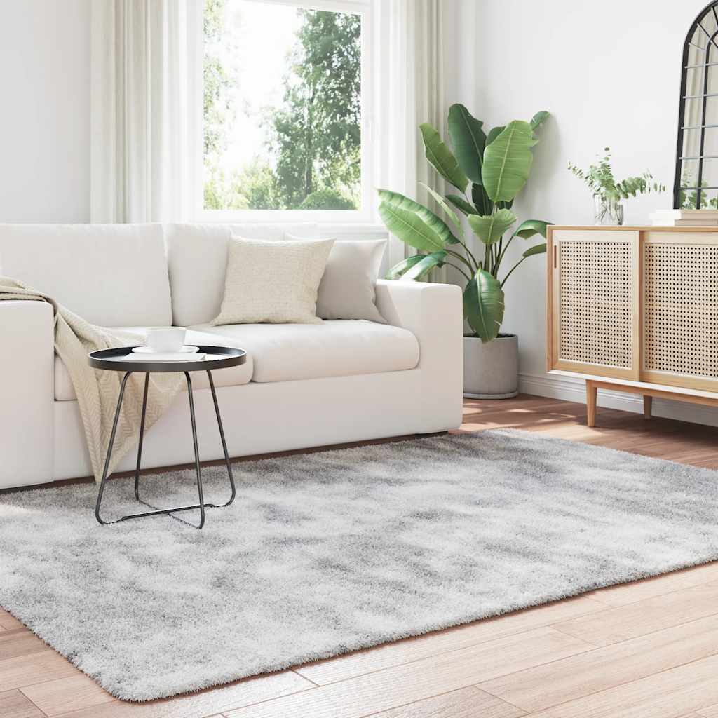 Tapis shaggy à poils longs NAVARRA gris clair 160x230 cm polyester