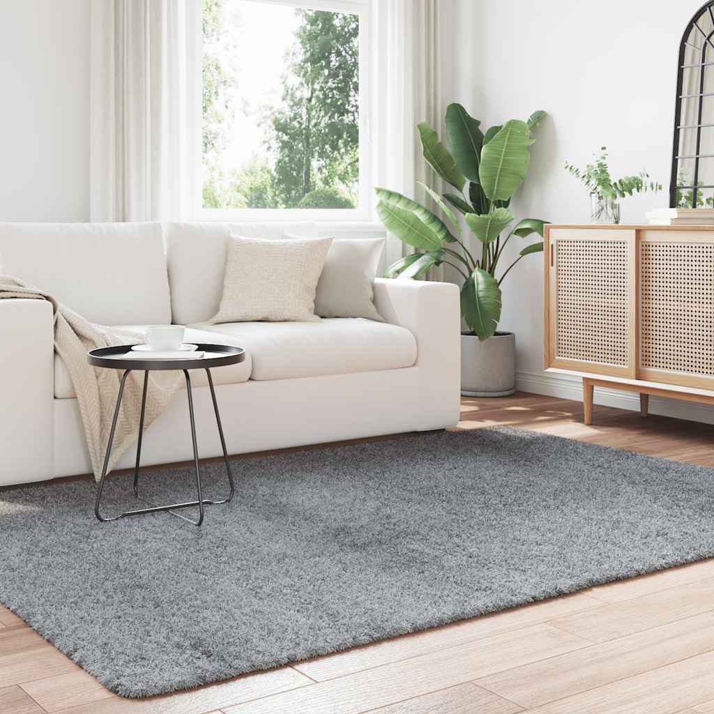 Shaggy rug, high pile NAVARRA, silver grey, 160x230 cm, polyester