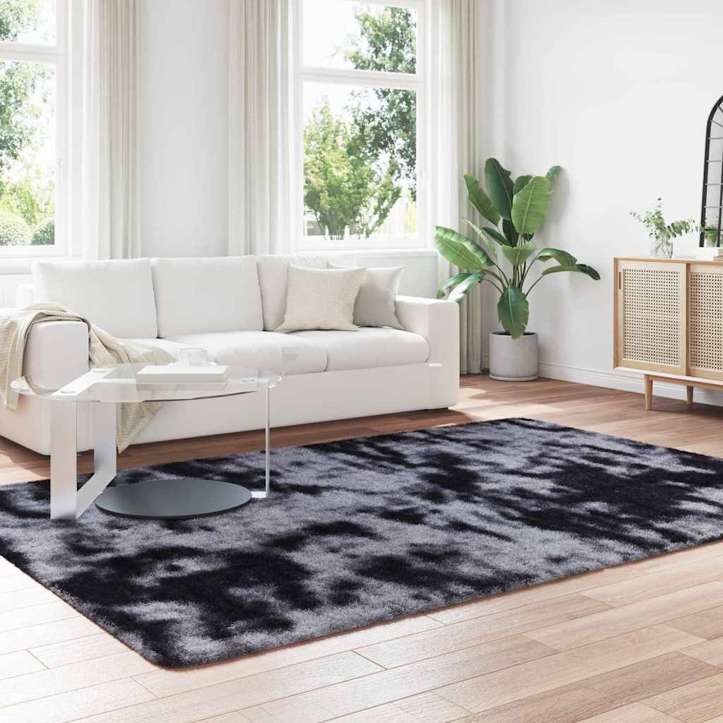 Tapis shaggy, poils longs NAVARRA, gris foncé, 200x290 cm, polyester