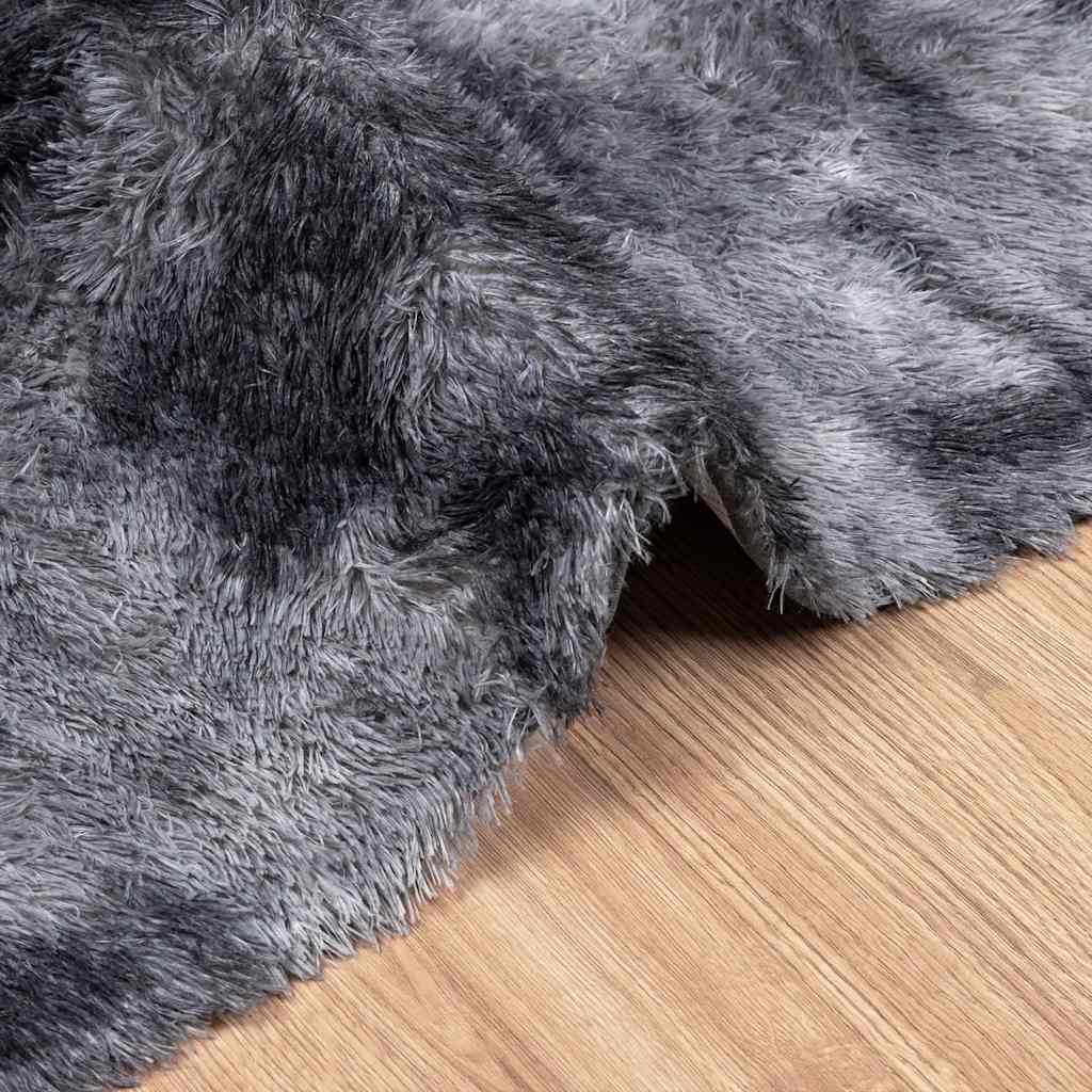 Tapis shaggy, poils longs NAVARRA, gris foncé, 200x290 cm, polyester