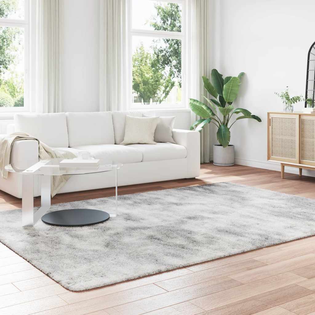 Tapis shaggy à poils longs NAVARRA gris clair 200x290 cm polyester