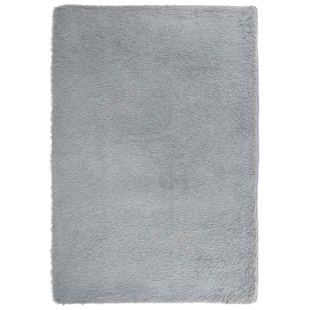 Tapis shaggy, poils longs NAVARRA, gris argenté, 200x290 cm, polyester