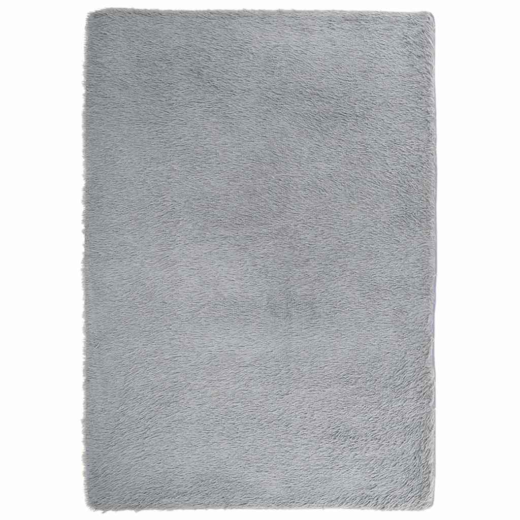 Tapis shaggy à poils longs NAVARRA gris argenté 240x340 cm polyester