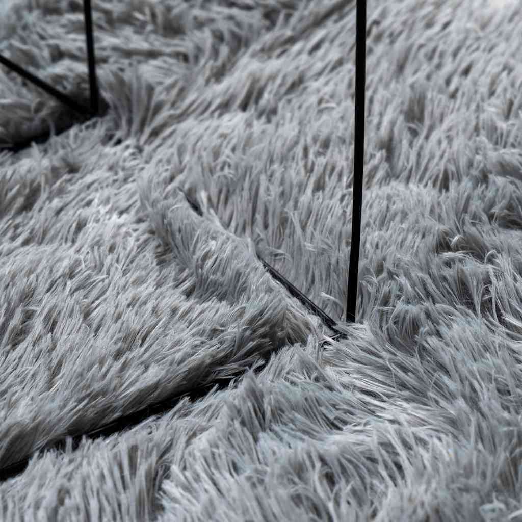 Tapis shaggy à poils longs NAVARRA gris argenté 240x340 cm polyester