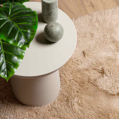Teppich Shaggy Hochflor NAVARRA Beige 120x120 cm Polyester