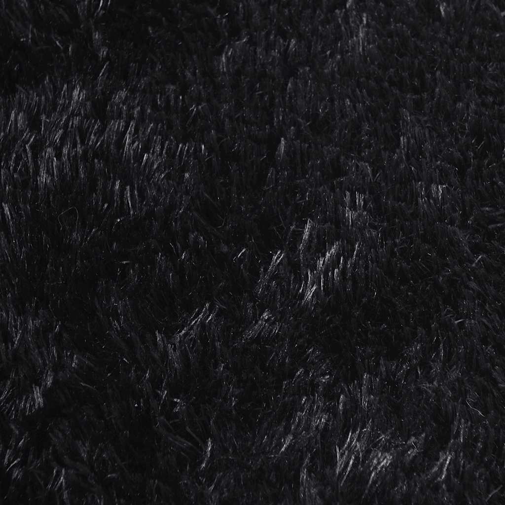Tapis shaggy à poils longs NAVARRA Noir 120x120 cm Polyester