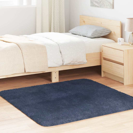 Tapis shaggy, poils longs NAVARRA, bleu marine, 120x120 cm, polyester