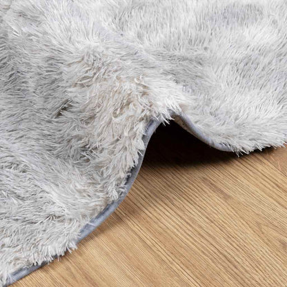 Teppich Shaggy Hochflor NAVARRA Silbergrau 120x120 cm Polyester