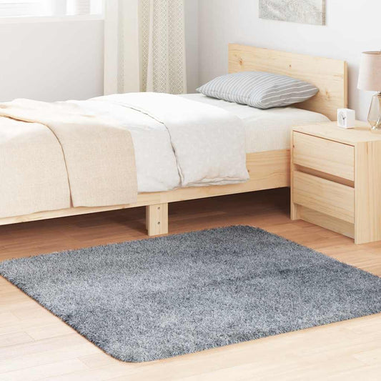 Tapis shaggy, poils longs NAVARRA, gris argenté, 120x120 cm, polyester