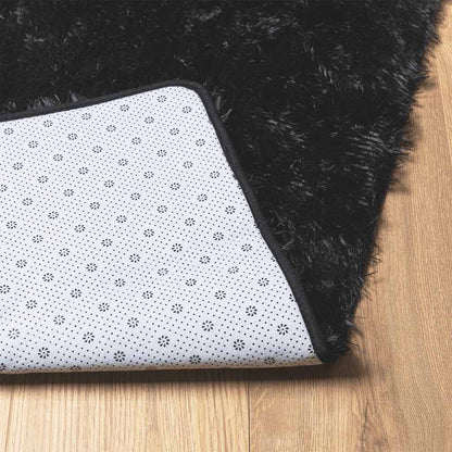 Teppich Shaggy Hochflor NAVARRA Schwarz 160x160 cm Polyester