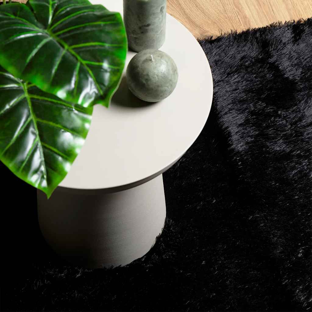 Tapis shaggy à poils longs NAVARRA Noir 160x160 cm Polyester