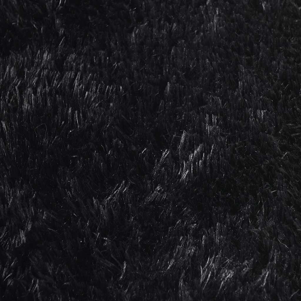 Tapis shaggy à poils longs NAVARRA Noir 160x160 cm Polyester