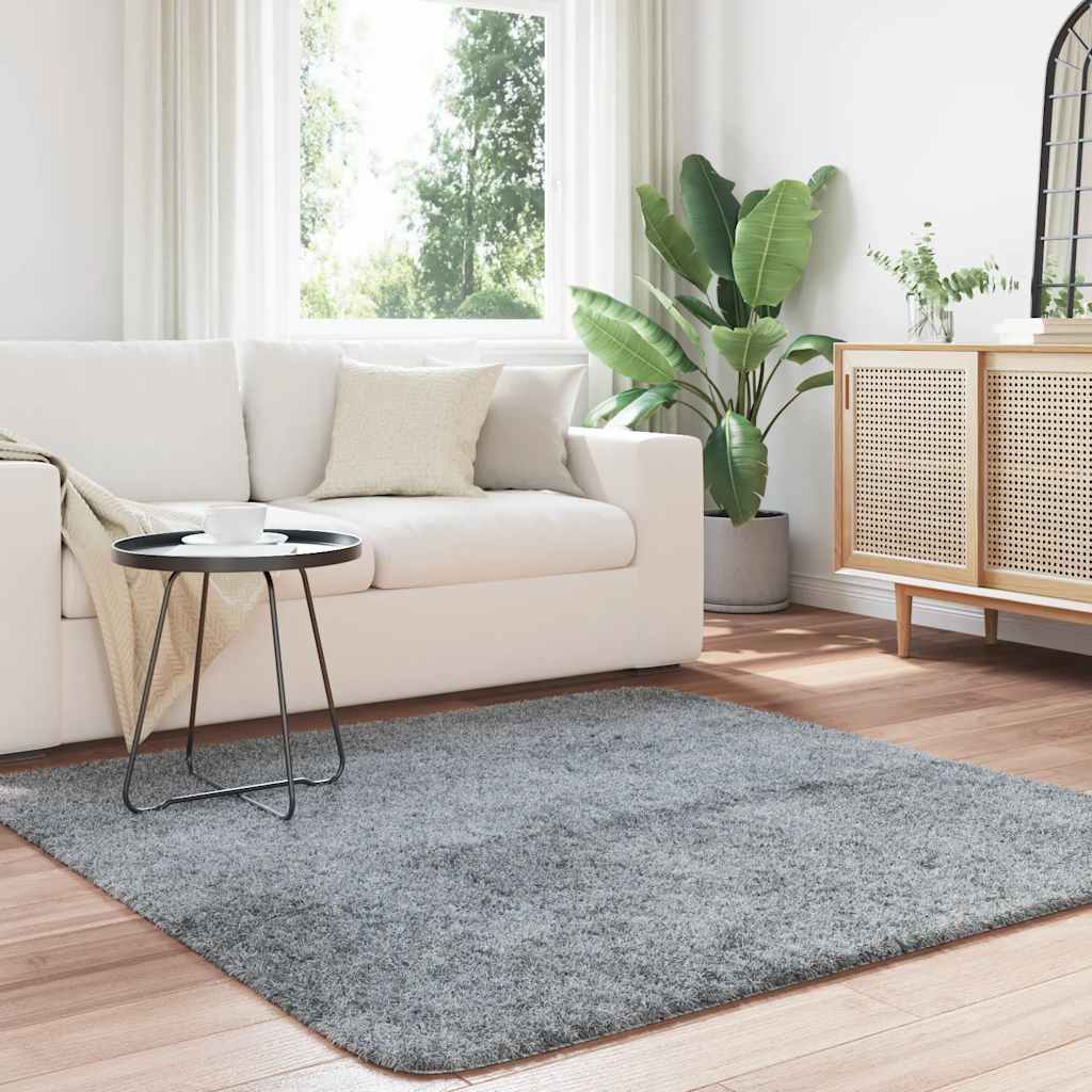 Shaggy rug, high pile NAVARRA, silver grey, 160x160 cm, polyester
