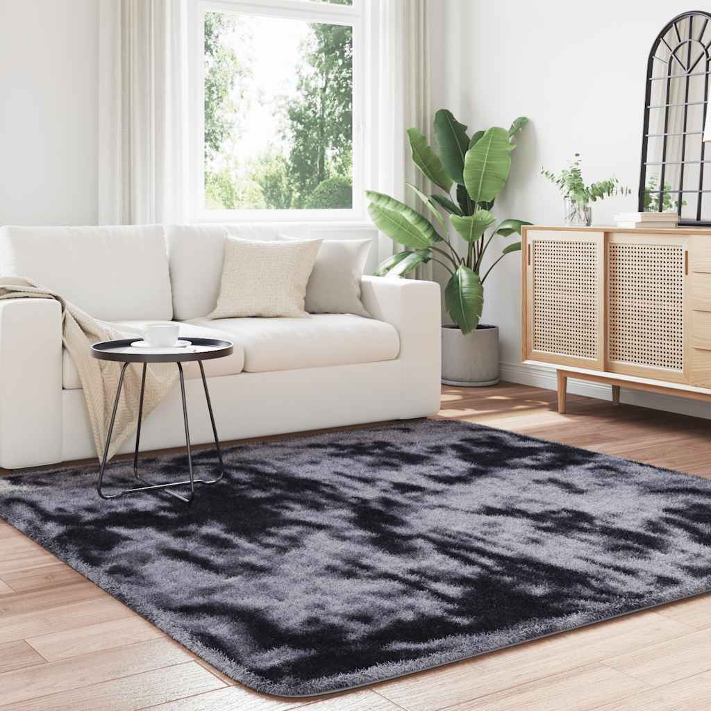 Tapis shaggy, poils longs NAVARRA, gris foncé, 200x200 cm, polyester
