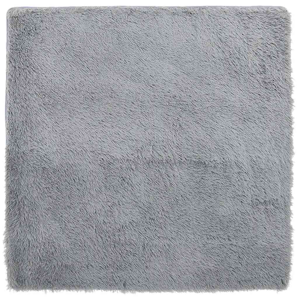 Tapis shaggy à poils longs NAVARRA gris argenté 200x200 cm polyester
