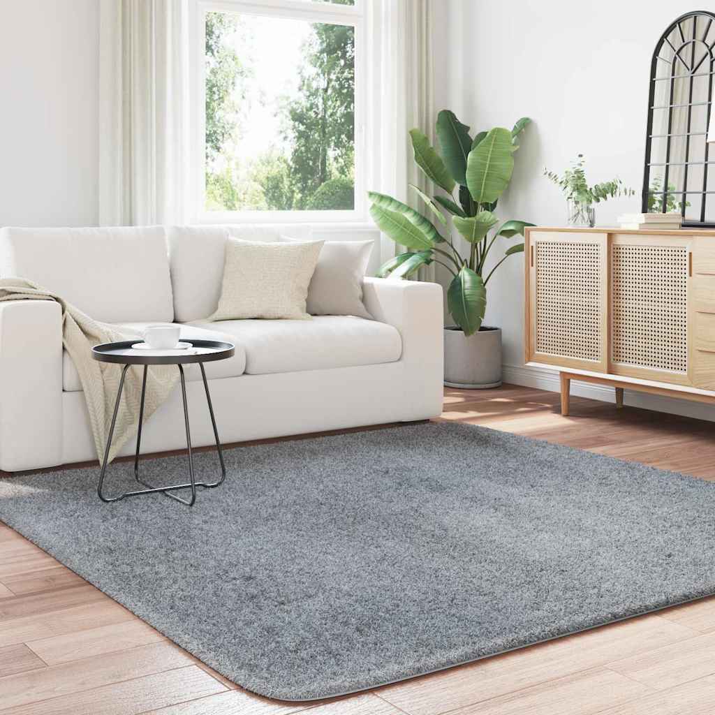 Tapis shaggy à poils longs NAVARRA gris argenté 200x200 cm polyester