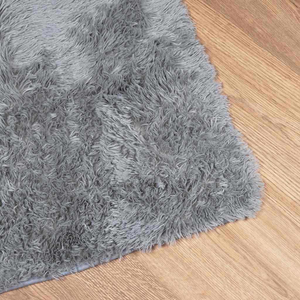 Tapis shaggy à poils longs NAVARRA gris argenté 200x200 cm polyester
