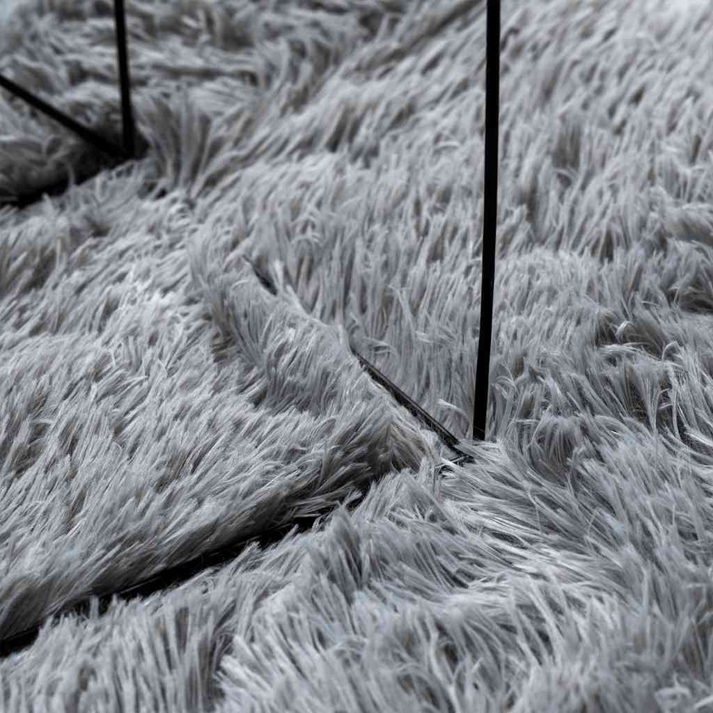 Tapis shaggy à poils longs NAVARRA gris argenté 200x200 cm polyester