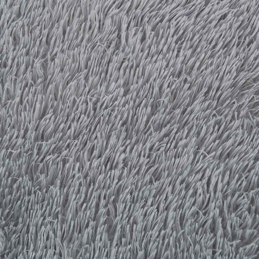 Tapis shaggy à poils longs NAVARRA gris argenté 200x200 cm polyester