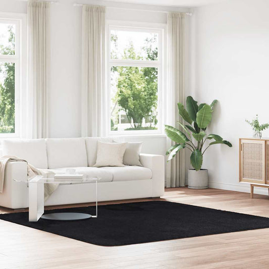 Tapis shaggy à poils longs NAVARRA Noir 240x240 cm Polyester