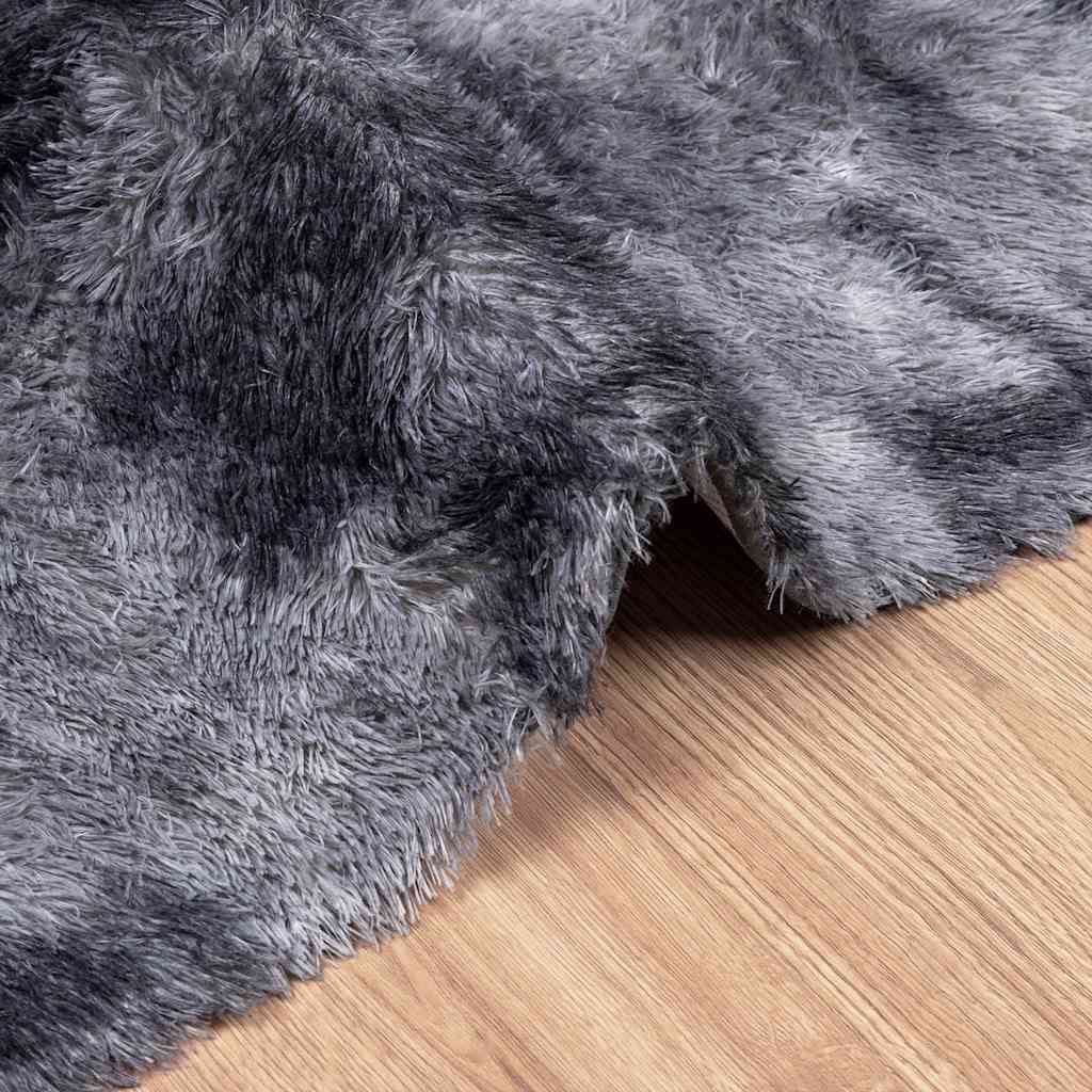 Tapis shaggy, poils longs NAVARRA, gris foncé, 240x240 cm, polyester
