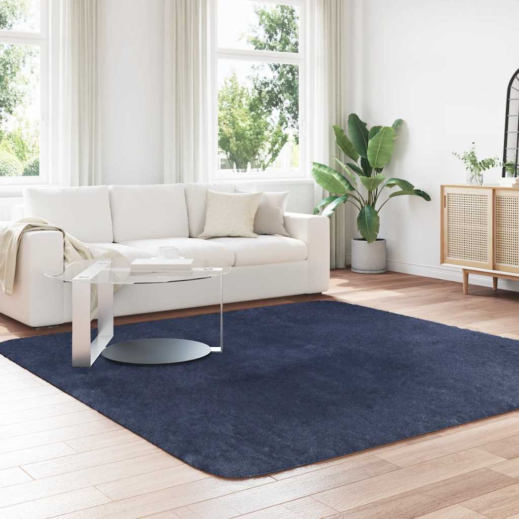Shaggy rug, deep pile NAVARRA, navy blue, 240x240 cm, polyester