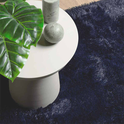 Teppich Shaggy Hochflor NAVARRA Marineblau 240x240 cm Polyester
