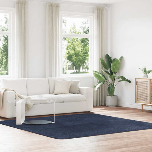 Tapis shaggy, poils longs NAVARRA, bleu marine, 240x240 cm, polyester