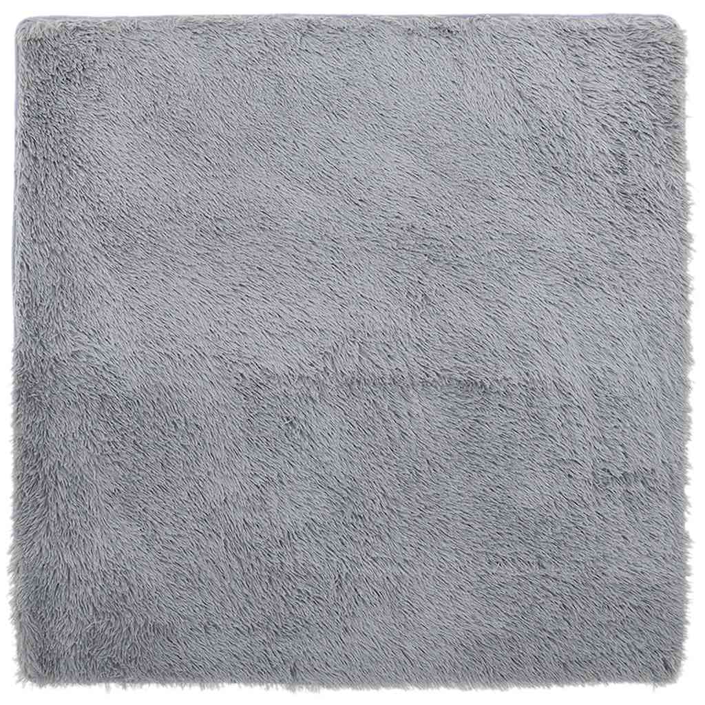 Tapis shaggy, poils longs NAVARRA, gris argenté, 240x240 cm, polyester