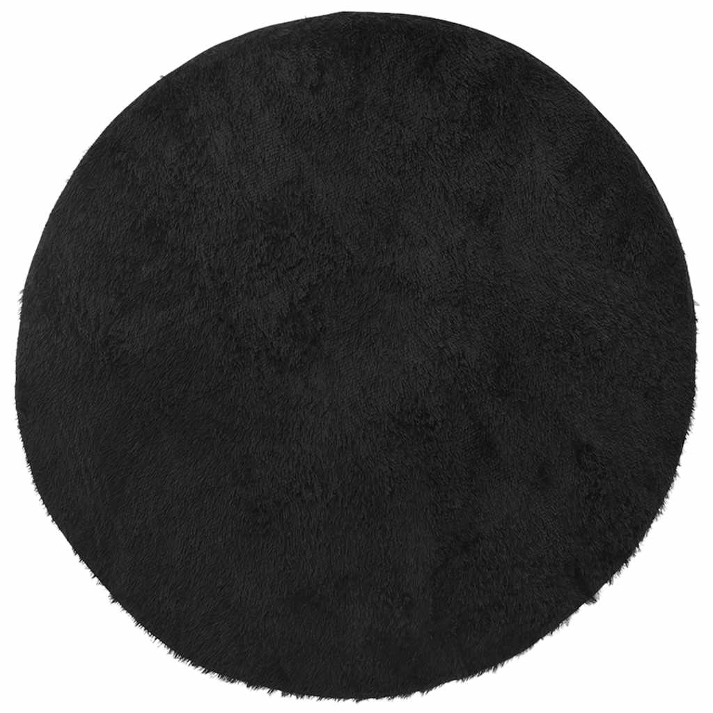 Tapis shaggy à poils longs NAVARRA Noir 100x100 cm Polyester