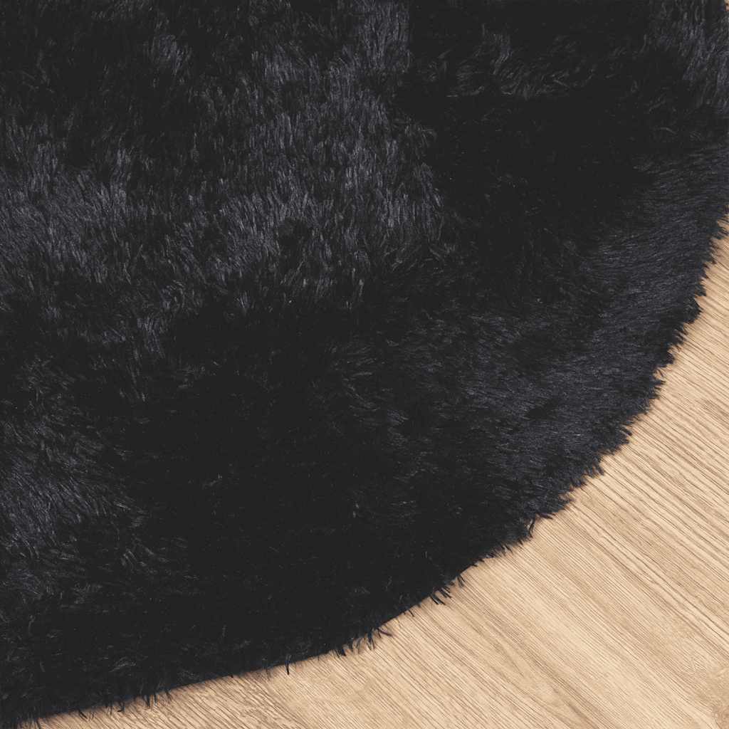 Tapis shaggy à poils longs NAVARRA Noir 100x100 cm Polyester