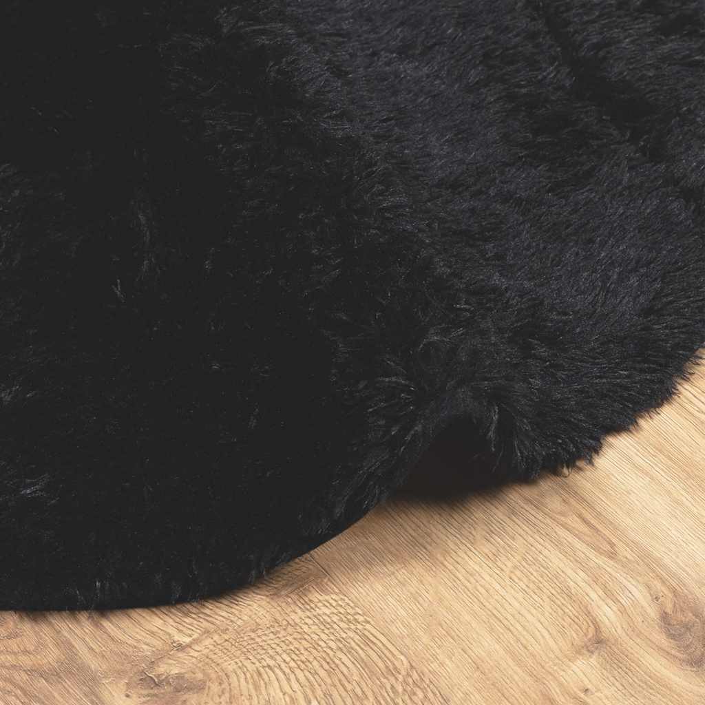 Tapis shaggy à poils longs NAVARRA Noir 100x100 cm Polyester