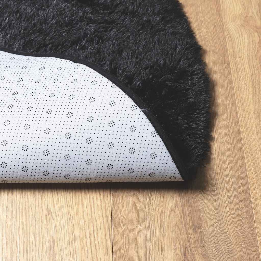 Tapis shaggy à poils longs NAVARRA Noir 100x100 cm Polyester