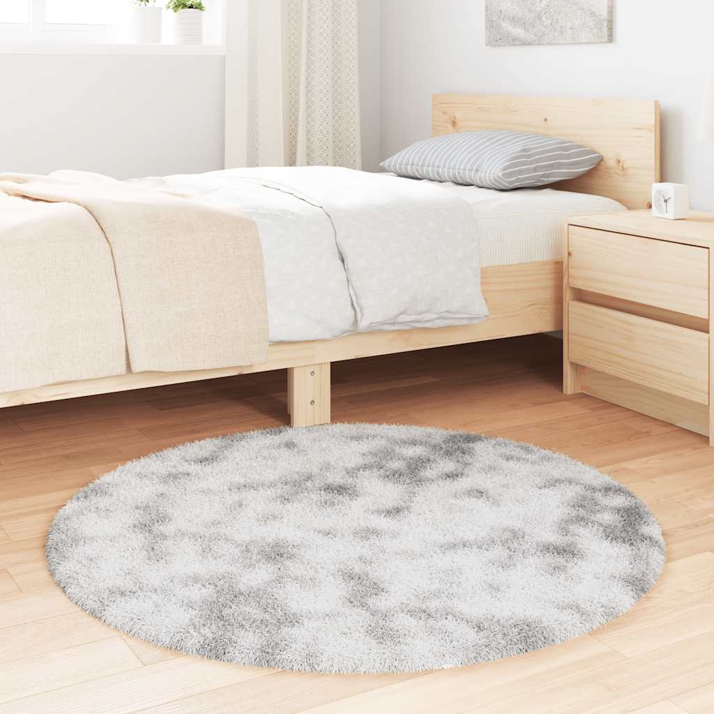 Tapis shaggy à poils longs NAVARRA gris clair 100x100 cm polyester