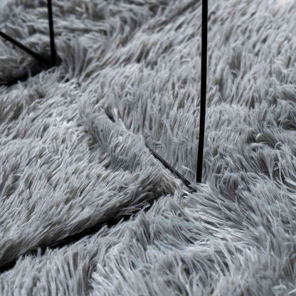 Teppich Shaggy Hochflor NAVARRA Hellgrau 100x100 cm Polyester