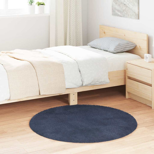 Tapis shaggy, poils longs NAVARRA, bleu marine, 100x100 cm, polyester