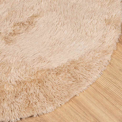 Teppich Shaggy Hochflor NAVARRA Beige 120x120 cm Polyester
