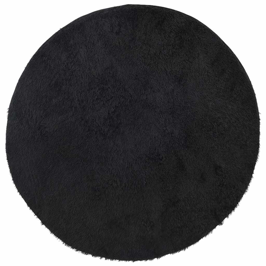 Tapis shaggy à poils longs NAVARRA Noir 120x120 cm Polyester
