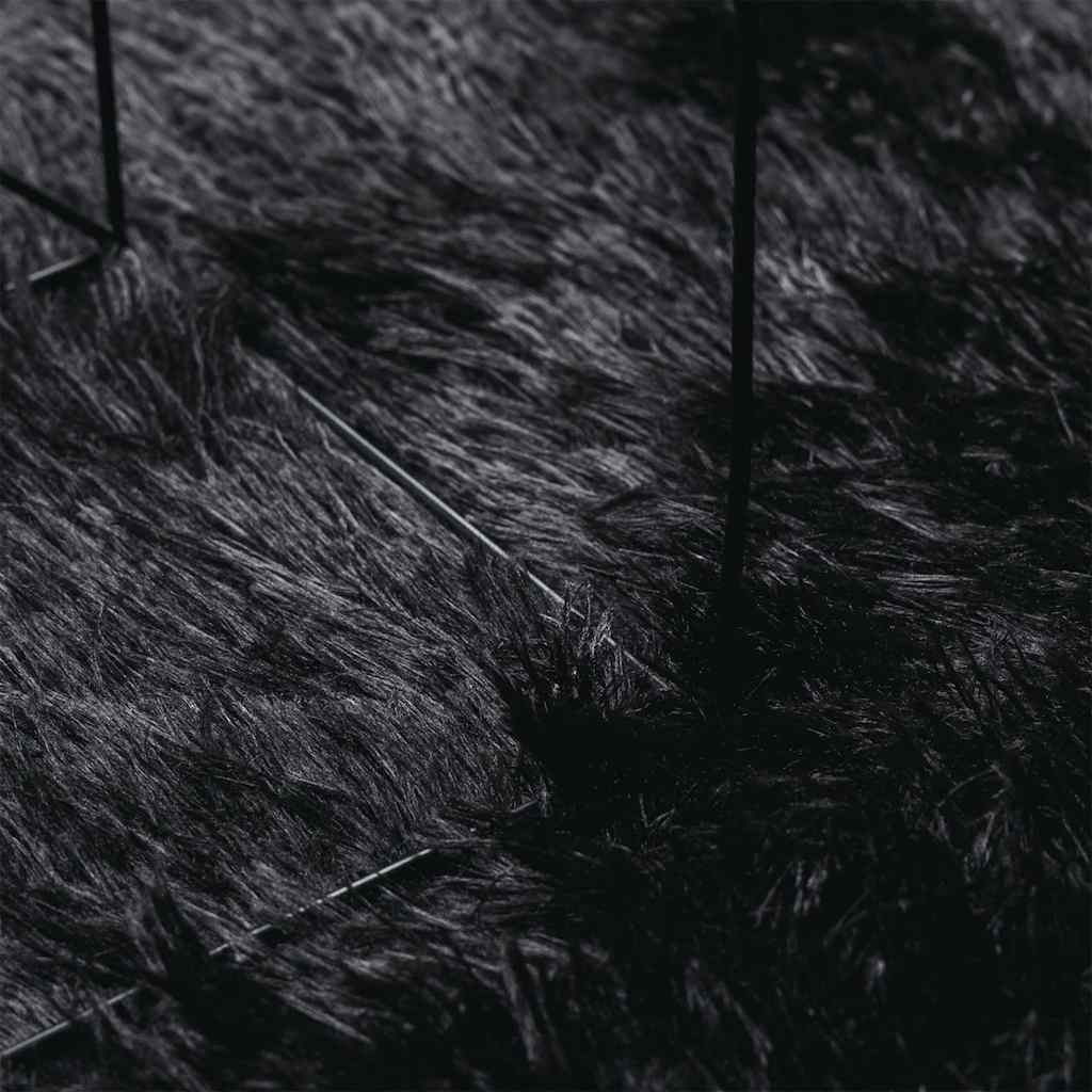 Tapis shaggy à poils longs NAVARRA Noir 120x120 cm Polyester