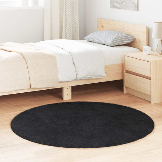 Tapis shaggy à poils longs NAVARRA Noir 120x120 cm Polyester