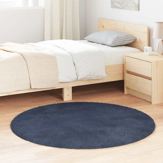 Tapis shaggy, poils longs NAVARRA, bleu marine, 120x120 cm, polyester