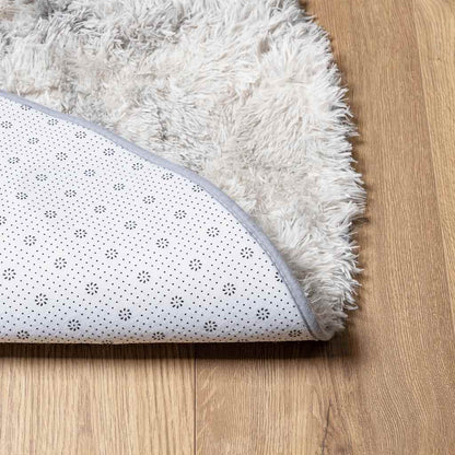 Teppich Shaggy Hochflor NAVARRA Silbergrau 120x120 cm Polyester