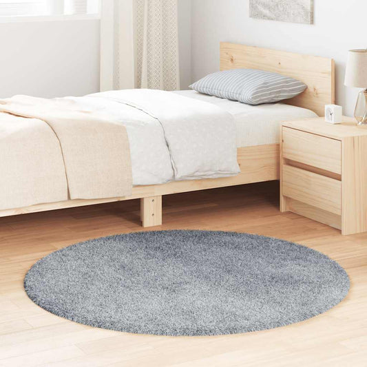 Tapis shaggy, poils longs NAVARRA, gris argenté, 120x120 cm, polyester