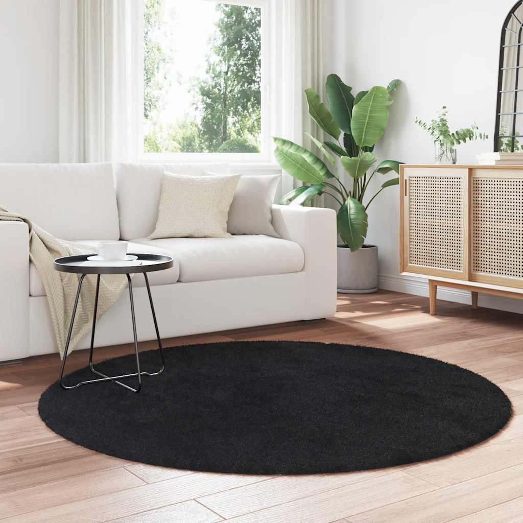 Shaggy high pile carpet NAVARRA Black 160x160 cm Polyester