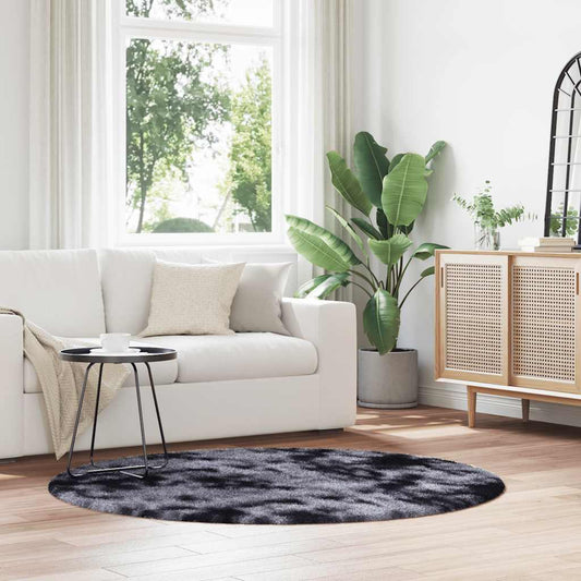 Tapis shaggy à poils longs NAVARRA gris foncé 160x160 cm polyester