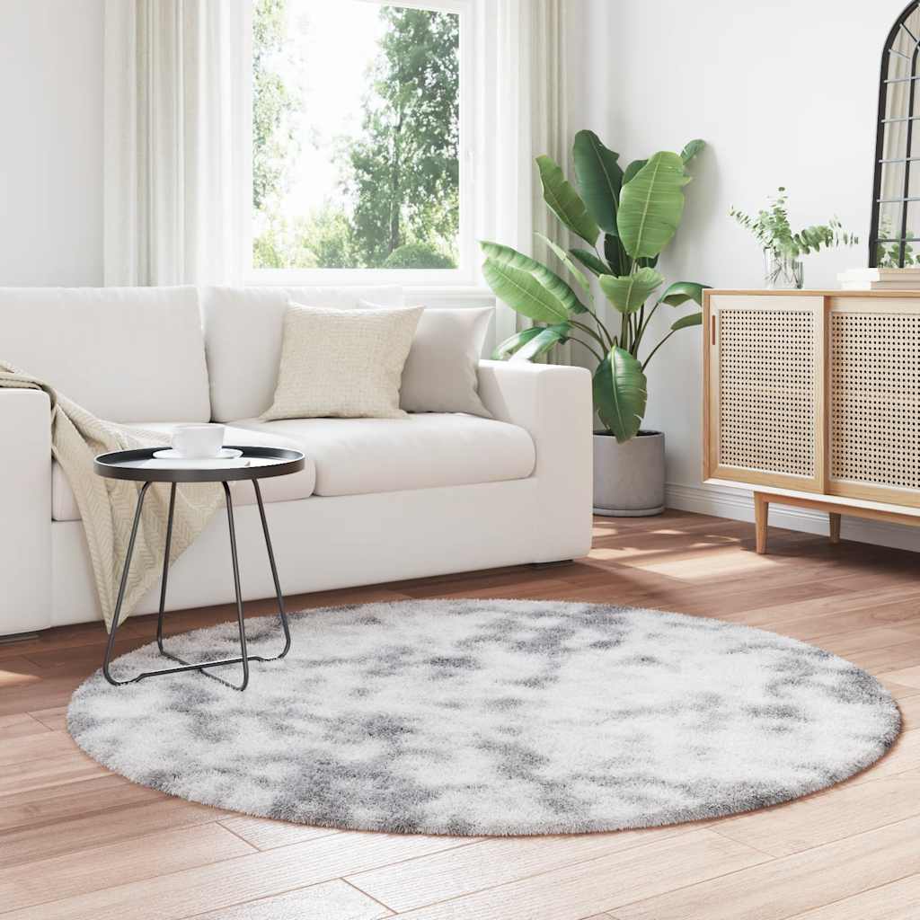 Tapis shaggy à poils longs NAVARRA gris clair 160x160 cm polyester