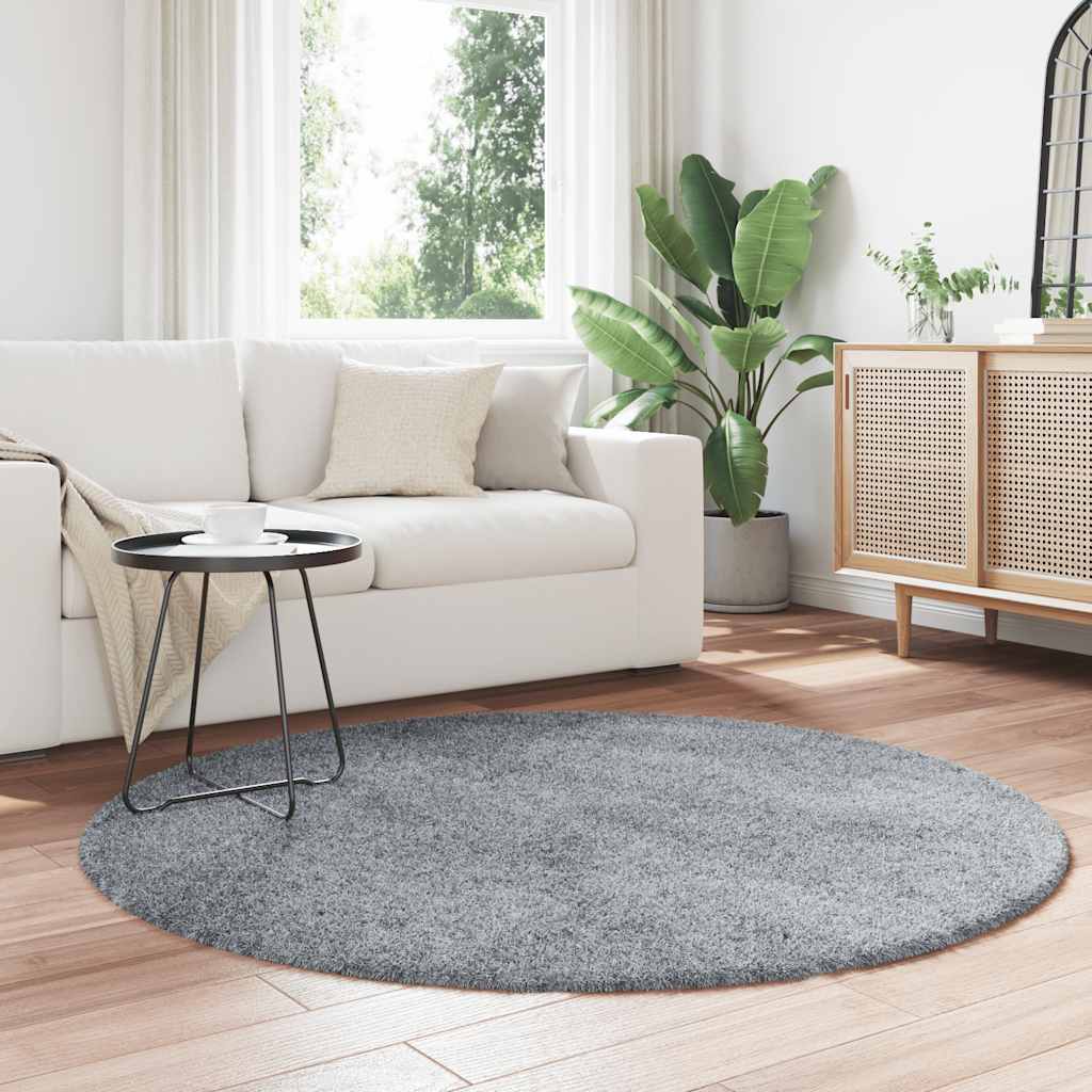 Shaggy rug, high pile NAVARRA, silver grey, 160x160 cm, polyester