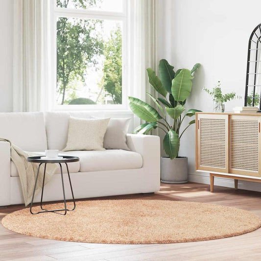 Tapis shaggy à poils longs NAVARRA Beige 200x200 cm Polyester